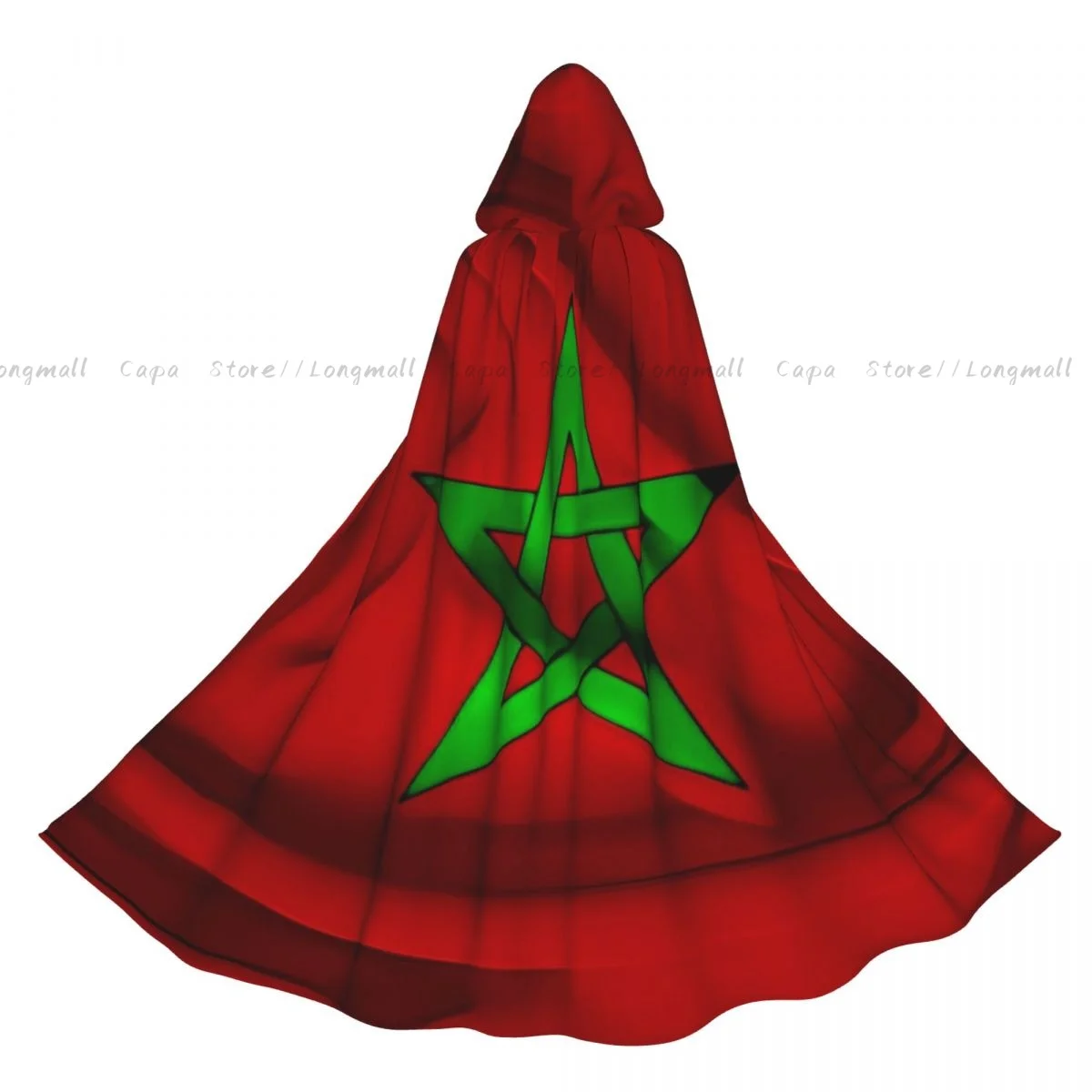

National Flag Of Morocco Hooded Cloak Coat Halloween Cosplay Costume Vampire Devil Wizard Cape Gown Party