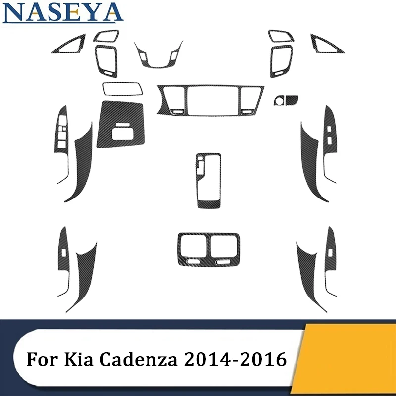 

Car Styling Accessories For Kia Cadenza 2014 2015 2016 Carbon Fiber Black Interior Decorative Stickers Cover Trim