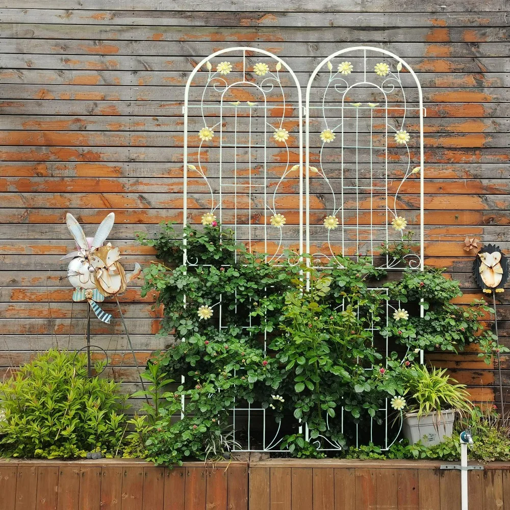 

2 Pack Metal Garden Trellis 86.7" x 19.7" Rustproof Trellis for Climbing Plants Outdoor Flower Support Cream White