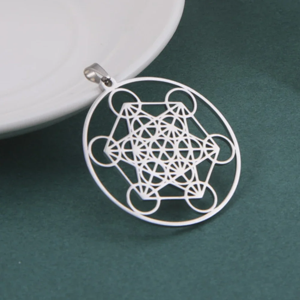 Skyrim Flower of Life Charms DIY Accessories for Necklace Jewelry Making Stainless Steel Gold Color Mandala Pendants