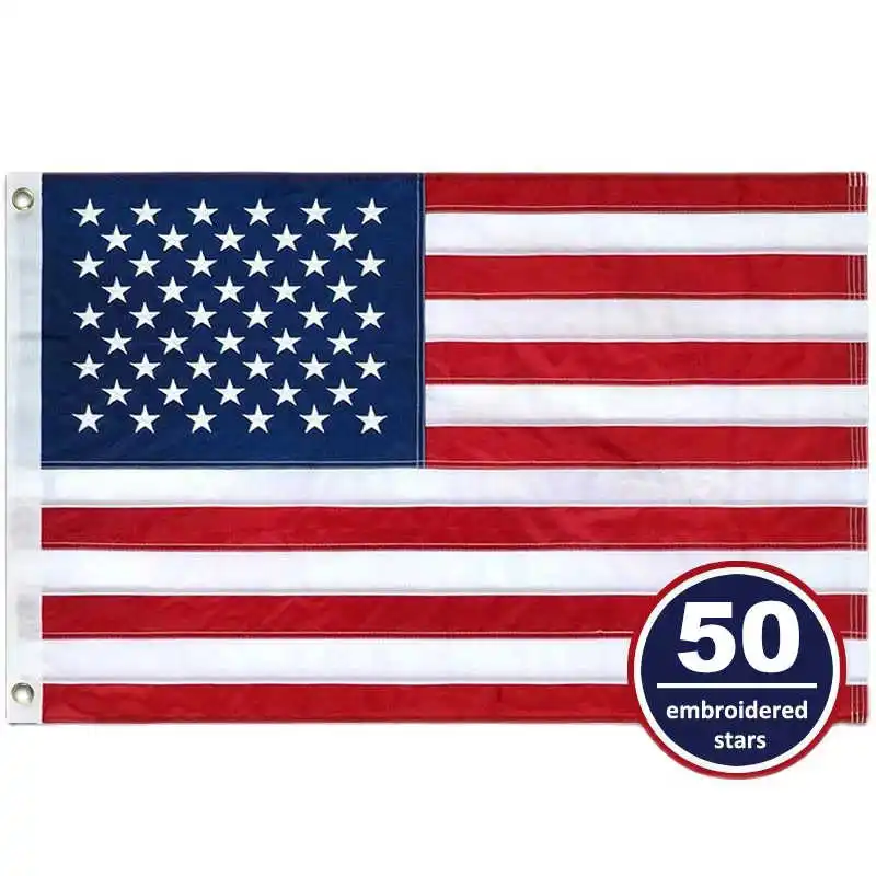 

Embroidered USA Flag Stitched American Banner 3x5 Feet Oxford Fabric Brass Grommets For Decoration Celebration Parades Sports