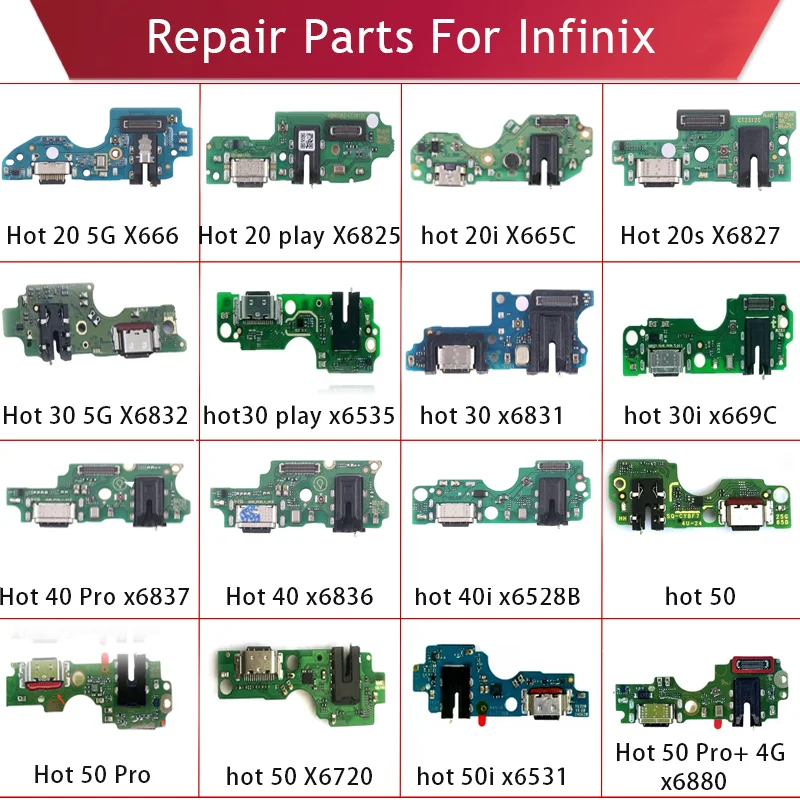 infinix-hot-20-x6826-x666-x6825、hot-30-x6832-x、hot-40-x6836、hot-50-x6720用充電フレックスボードusbドックコネクタ