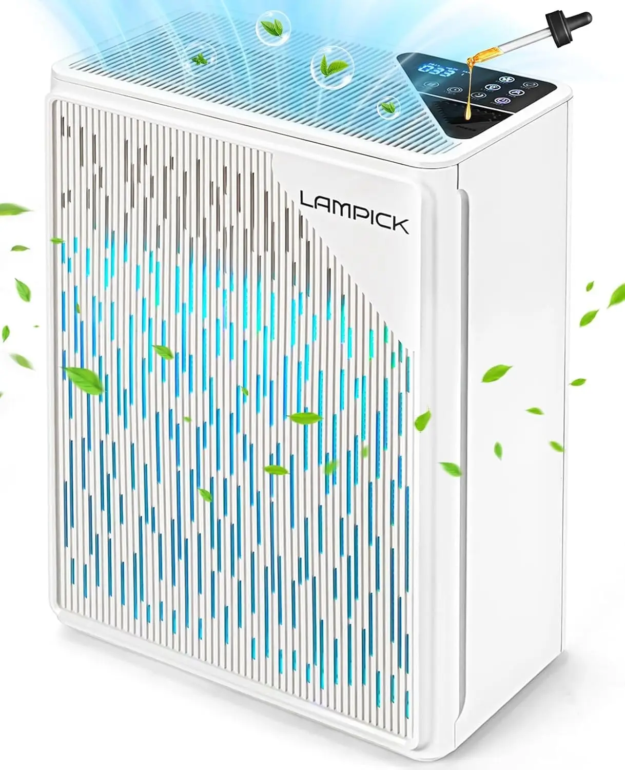 Home Up to 1736 sqft, LAMPICK Air Purifier for Home Pets with Night Light, Sleep Mode, Fragrance Sponge