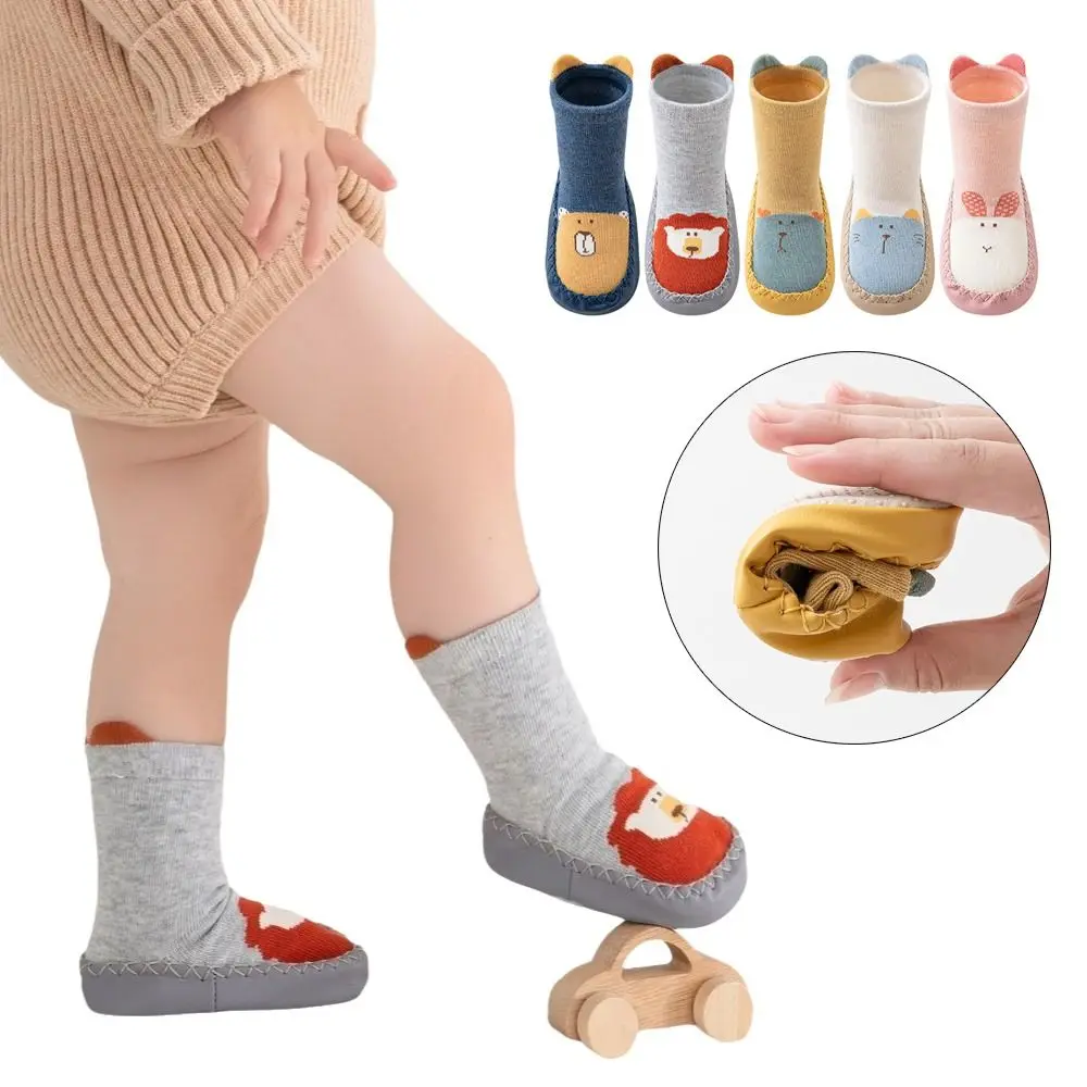 A Pair New Cartoon Design Baby Socks Slippers Anti Slip Soft Sole Anti Slip Socks Comfortable Soft Sole Shoes Toddlers Wear
