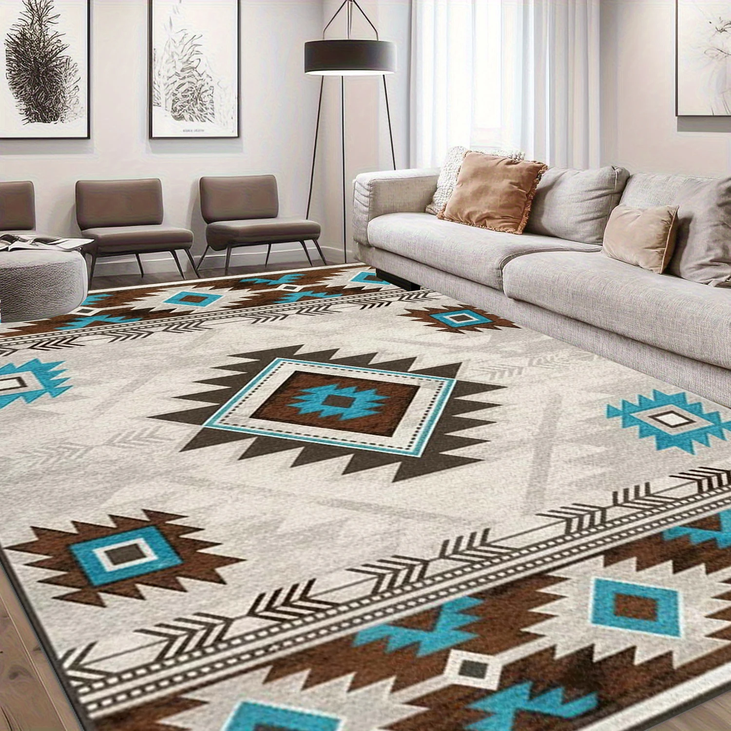 Southwest Geometric Aztec Area Rug Large Living Room Carpet Bohemian Bedroom Home Floor Rug
