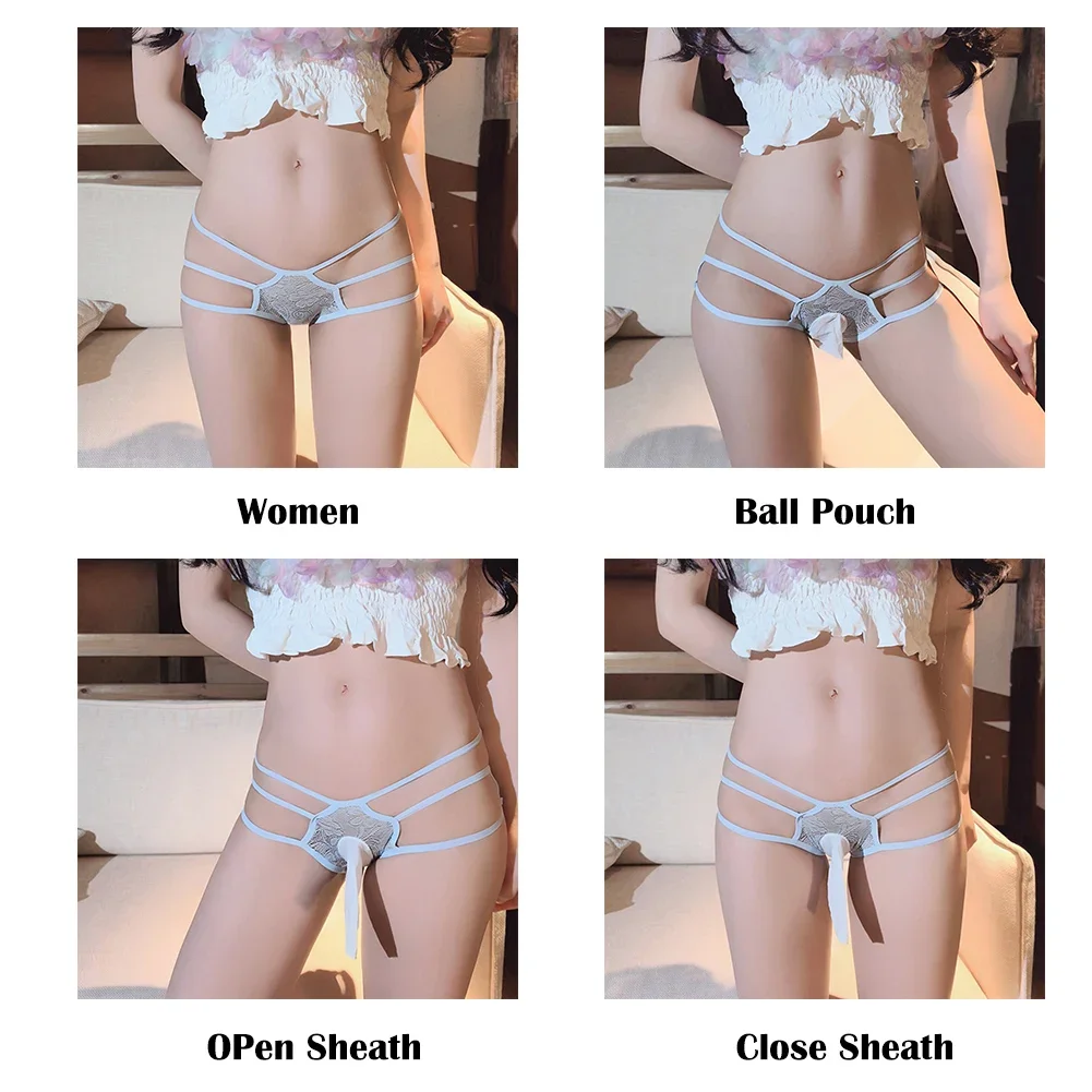 Crothless Underwear Sissy Men Pouch Panties Sexy Long Peni Sleeve Briefs Low Rise Knicker Shorts Gay Open Back Underpants A50