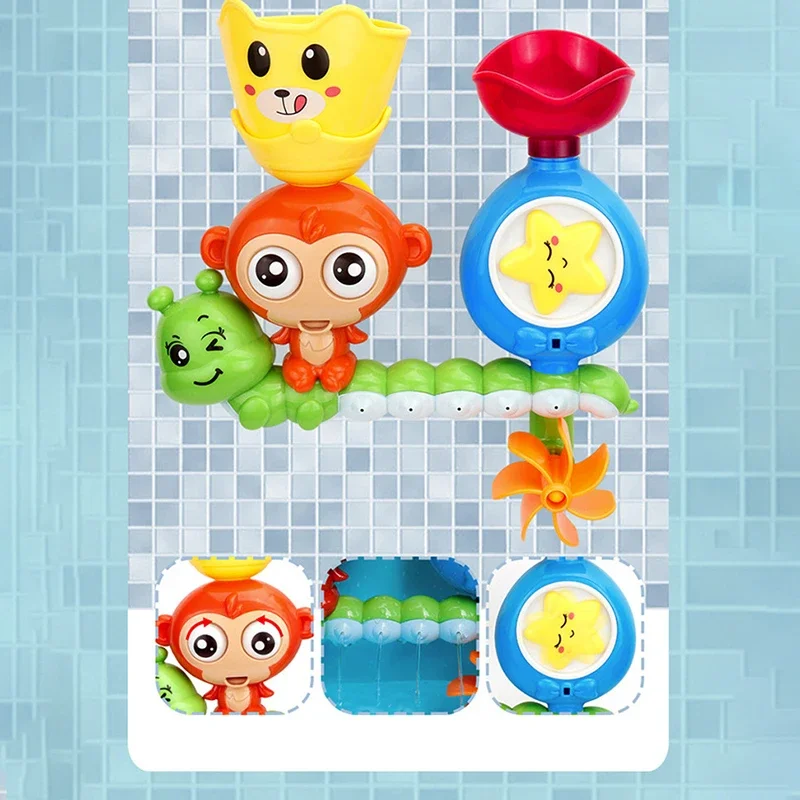 Baby Bath Toy Wall Sunction Cup Track Water Games Children Bathroom Monkey Caterpilla Bath Shower Toy for Kids Birthday Gifts