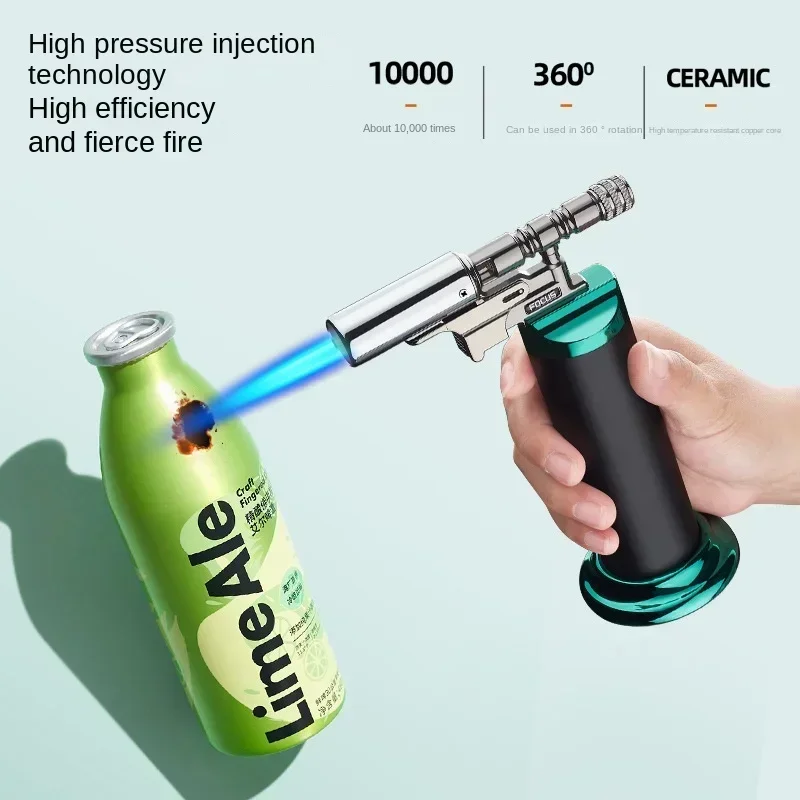 

Powerful Metal Welding Gun Windproof Blue Flame Jet Torch Gas Lighter Outdoor Cigar Barbecue Cooking Kitchen Butane Refillable