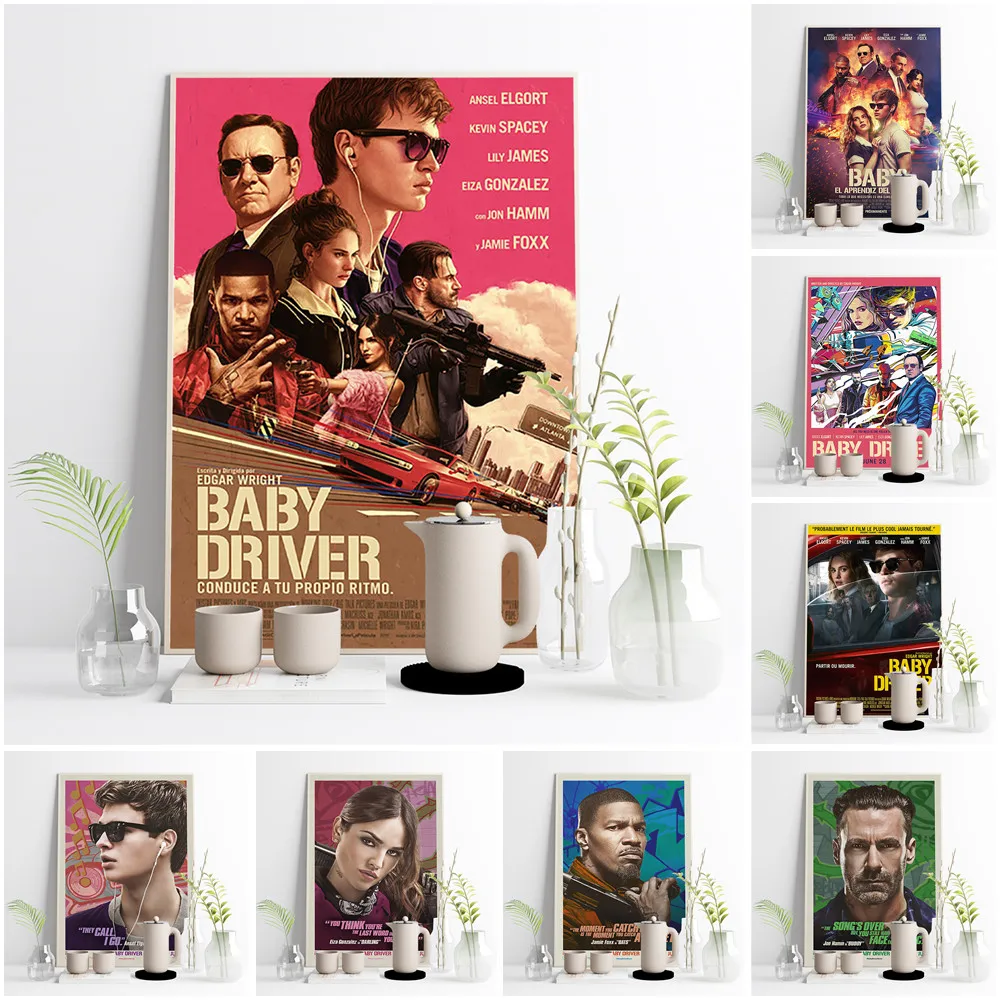 

Baby Driver Action Film Art Print Poster Movie Modern Wall Picture Video Room Cinema Canvas Painting Decor