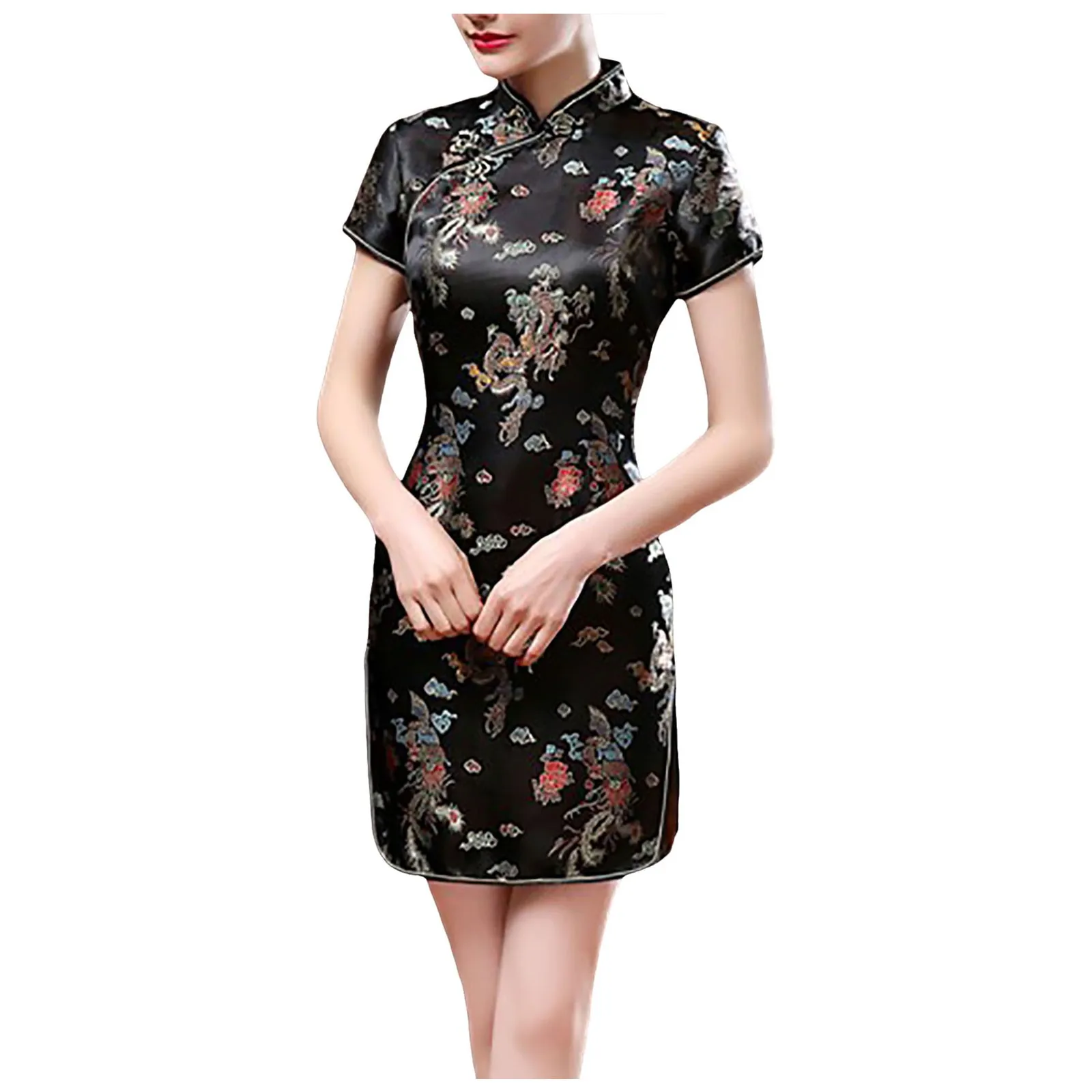 

Dresses for Fall Women's Short Sleeve Mock Turtle Neck Bodycon Mini Tank Short Party Dress Bride Party Dress