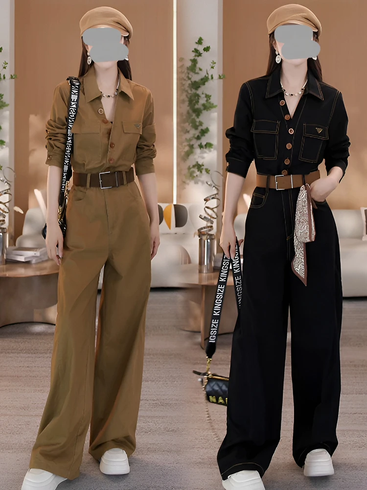 Faionable Jeugdig eendelig pak Casual hoge taille wijde pijpen broek Lente nieuwe Sle Comfortabele afslankende werkkleding jumpsuit