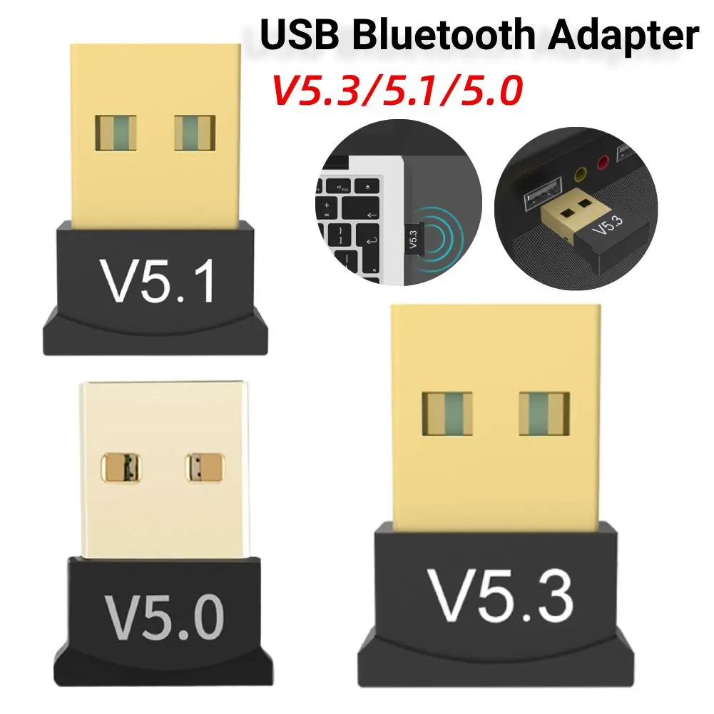 

USB Bluetooth 5.3 5.1 5.0 Adapter Plug&Play BT Audio Transmitter Music Receiver Adapter for Computer PC Laptop Earphone