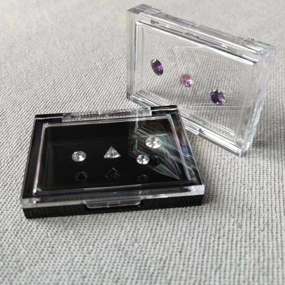 Floating Gemstone Storage Box Gems Display Organizer Holder Clear Adhensive Loose Diamond Stone Zircon Jewelry Packaging Boxes