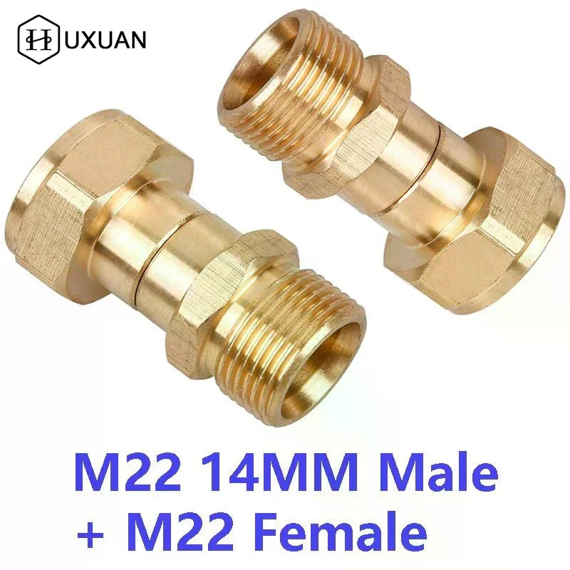 New! M22 14mm Brass High Pressure Washer Swivel Joint Connector Hose Fitting Thread 360 Degree Rotation Hose Sprayer Connector
