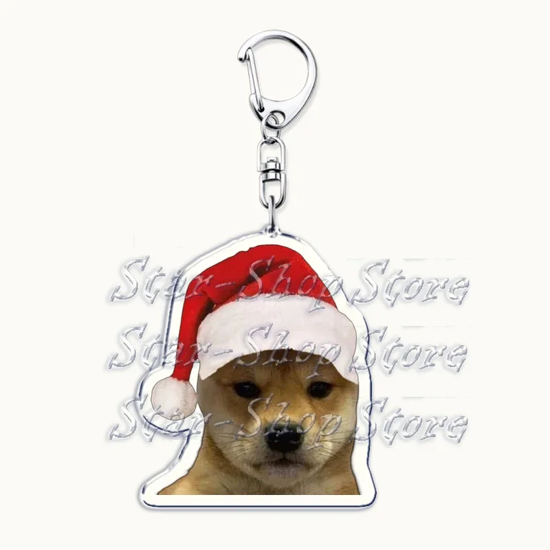 Funny Dog Dogwifhat Meme Keychain Key Chain Ring for Accessories Bag Shiba Inu Doge Keyring Jewelry Gamer Fans Friends Gifts