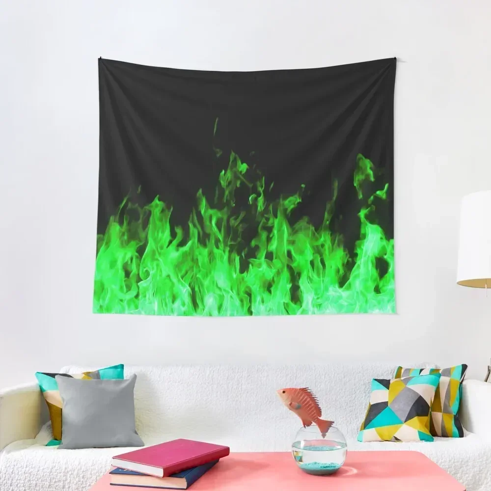 

Green Fire Flames Tapestry Outdoor Decoration Decorative Paintings Room Decor Korean Style Tapestry