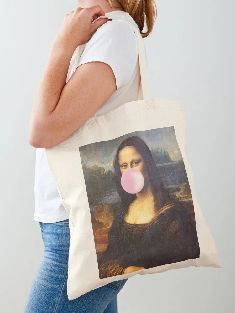 

Mona Lisa Blowing Bubblegum Tote Bag Women's bags shopper bag woman Lady bags shopping bag logo