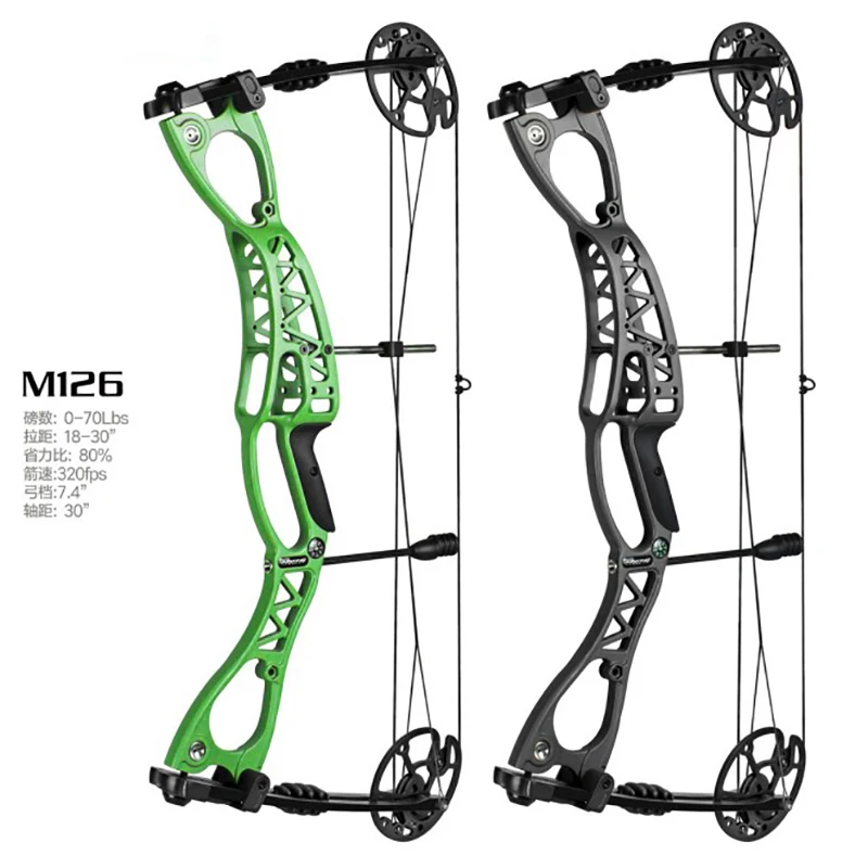 

M126 Compound Bow Adjustable 0-70 Lbs Axis Distance 30'' Speed 320 Feet/s Draw Length 18-30'' for Archery Hunting Shooting