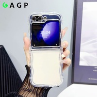 Transparent Wave Flip 6 Case For Samsung Galaxy Z Flip 6 5 4 3 Luxury Soft Silicone Z6 Z5 Z4 Flip6 flip5 flip4 Shockproof Cover