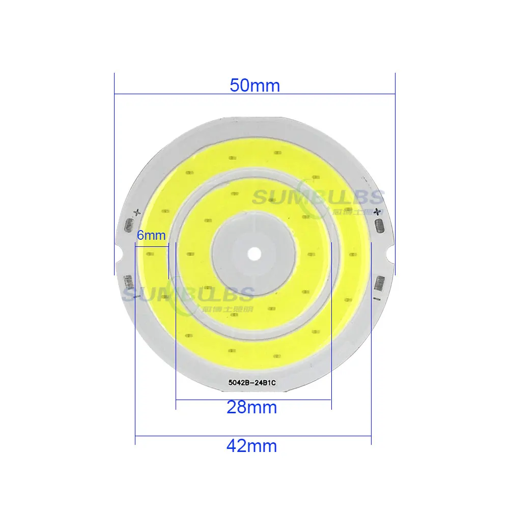 Luz LED COB redonda de 50mm de diámetro, doble anillo, lámpara blanca fría, 3,7 V, 5W, 7W, bombilla de Chip COB para el trabajo artesanal, luces de