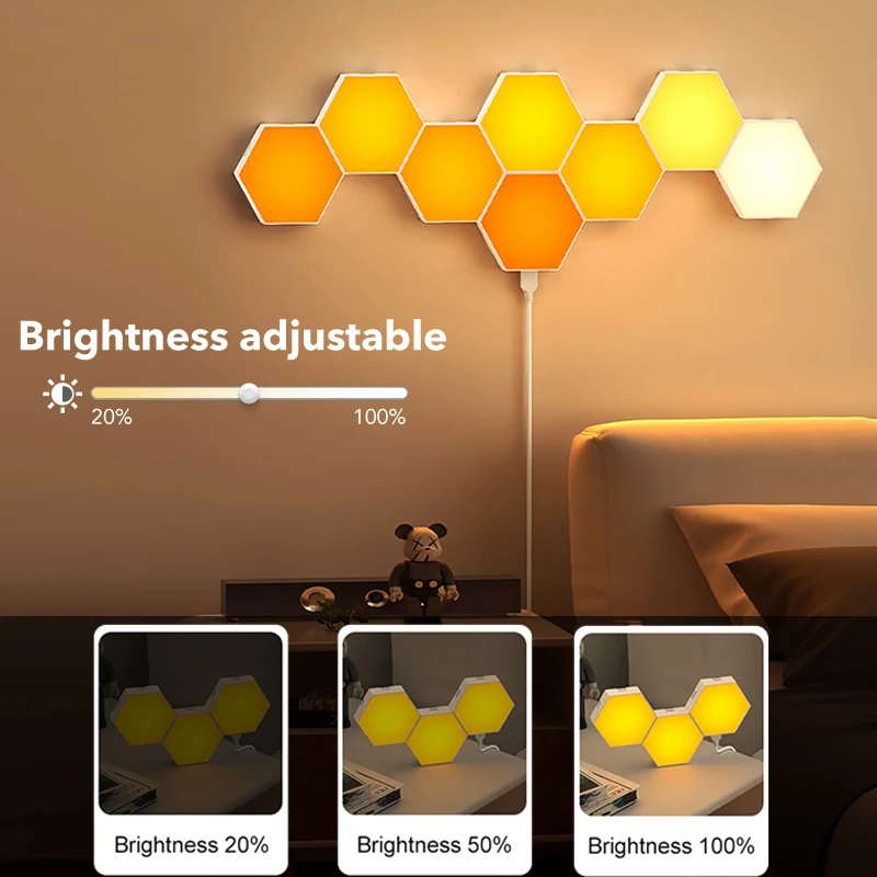 MARPOU Smart DIY Wall Lamps RGB Bedside Lamp with Tuya APP/Remote Control LED Interior Night Light for Game Room Bedroom Decor
