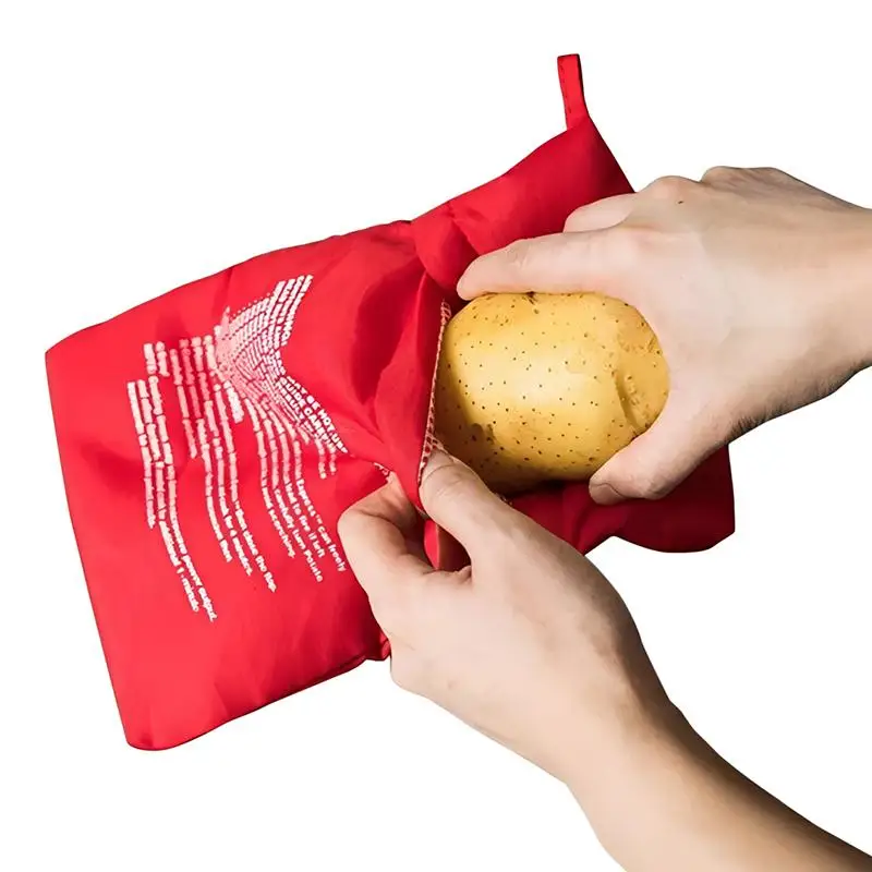 Baked Potato Cooker Perfect Potatoes 4 Minutes Red Baked Pouch Microwave Potato Bag Reusable Express Microwave Potato Cooker Bag