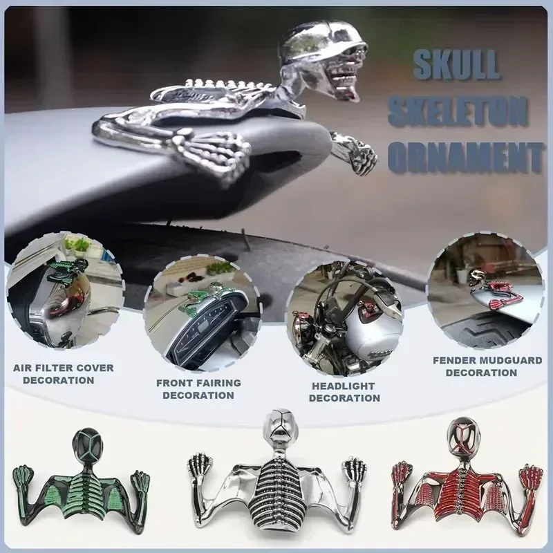 

Motorcycle Headlight Visor Highway Skull Zombie Ornament Front Fender Steel Skull Skeleton Decoration for Harley Accessories