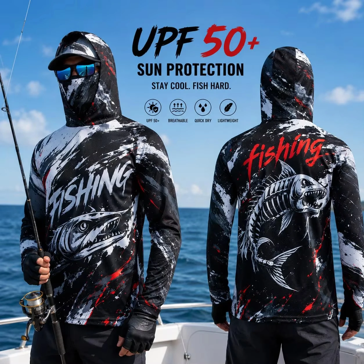 MALFC Men Hood Fishing Shirt l - đánh giá và giá Fishing Shirt Uv Protection