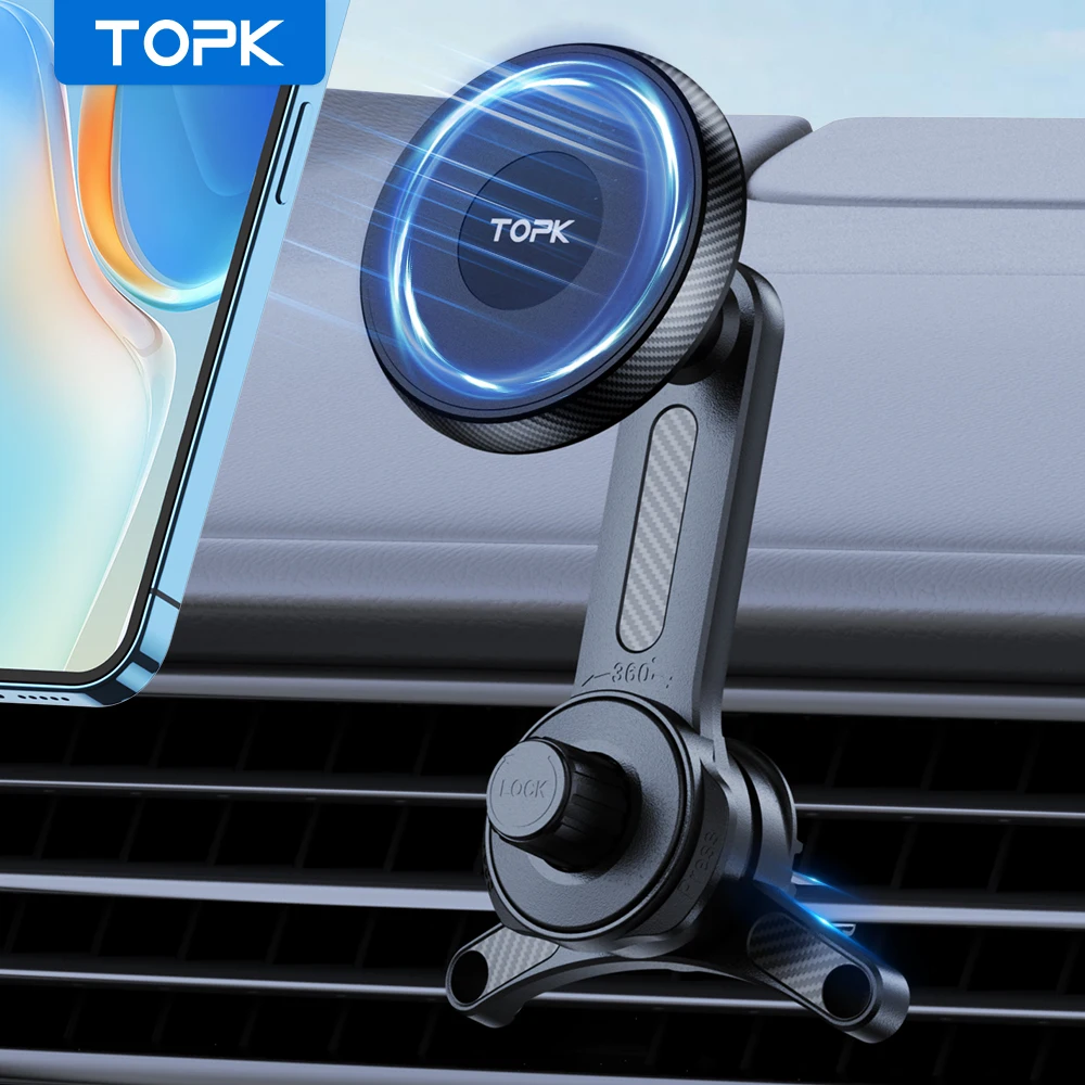 TOPK Mag-Safe Phone Holder Car, Magnetic Phone Car Mount, Air Vent Car Phone Holder with Strongest Magnet, Car Cradle for iPhone