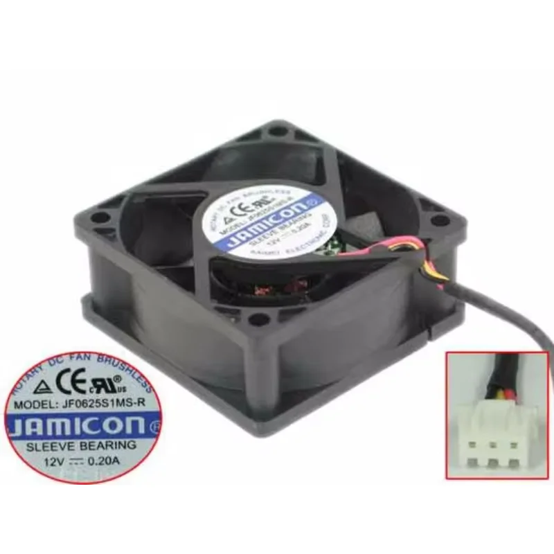 Jamicon JF0625S1MS-R DC 12V 0.20A 60x60x25mm 3-Wire Server Square Fan