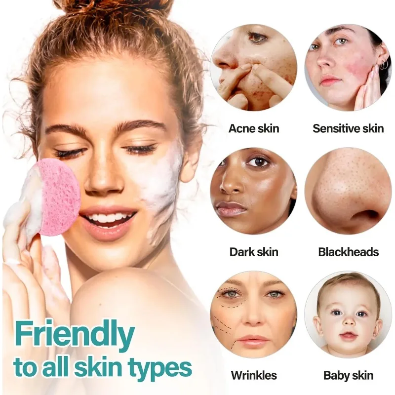 50-400PCS Spugne per il viso compresse Spugne per il viso rotonde in cellulosa Spugne per spa cosmetiche naturali Massaggio per la pulizia del viso