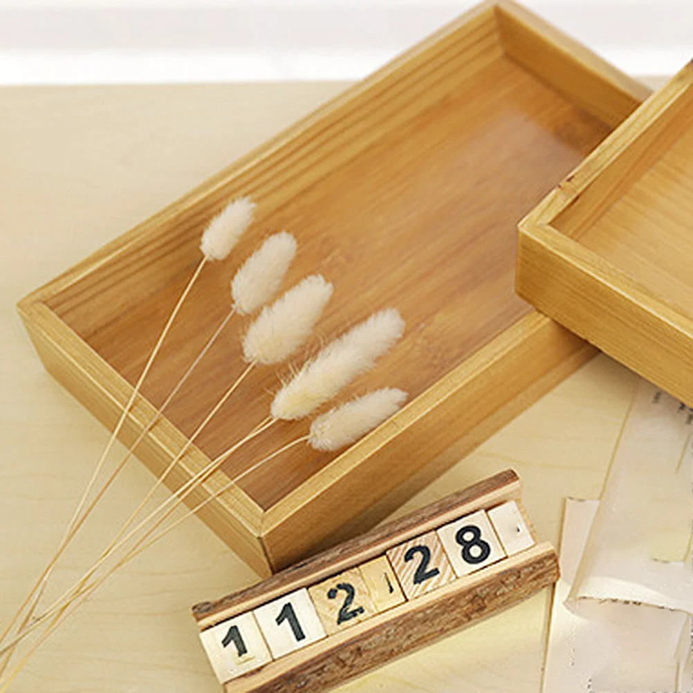 

1Pcs Rectangular Bamboo Wood Serving Tray Medium Size Retro Style Lightweight Tea Tray for Home Hotel Catering Party Display