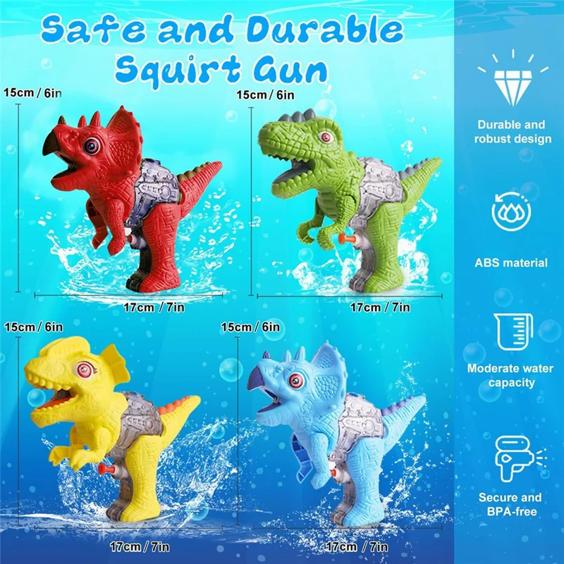 ABUM-Small Dinosaur Water Pistols, Water Fighting Games For Boys & Girls Toddlers In Swimming Pool Lawn