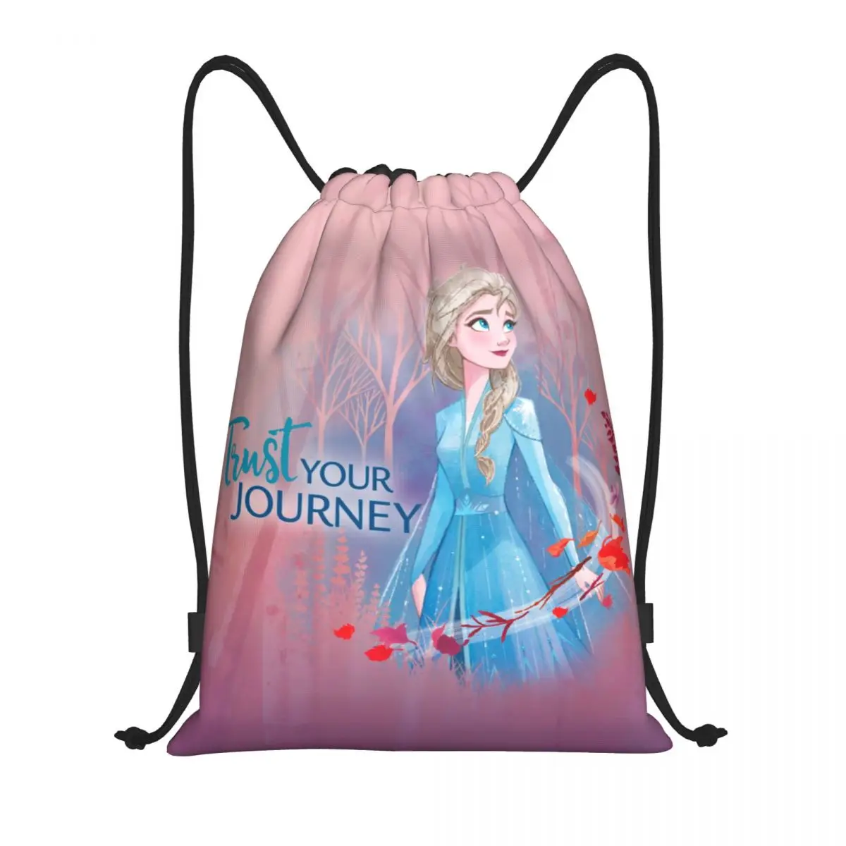 Custom Elsa Princess Frozen Drawstring Bags Men Women Portable Sports Gym Sackpack Animated Movie Shopping Storage Backpacks