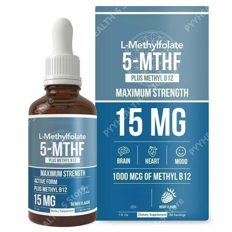 

Organic L-Methylfolate 15 mg + Methyl B12 1000mcg Liquid Drops-60 Servings