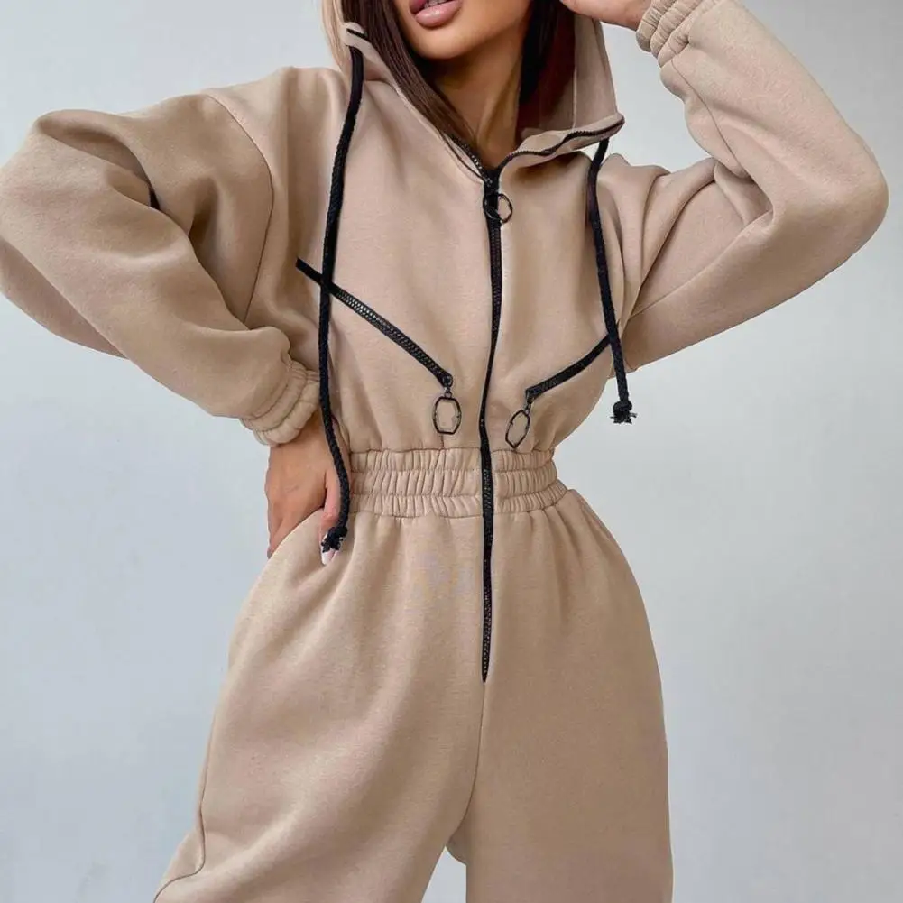 

Trendy Tight Waist Winter Rompers Zipper Decoration Winter Rompers Elastic Waist Winter Playsuit for Shopping