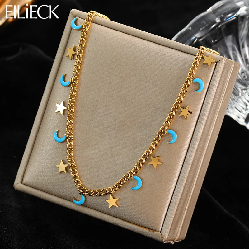 

EILIECK 316L Stainless Steel Simple Cute Multip Stars Necklace For Women Chain Choker Necklace Trend Fashion Jewelry Girls Gift