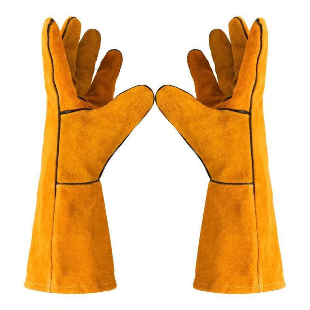 Imagem -02 - Luvas de Couro para Homens Couro Amarelo Resistente Segurança Motorista de Proteção Trabalhando Soldando Mecânico