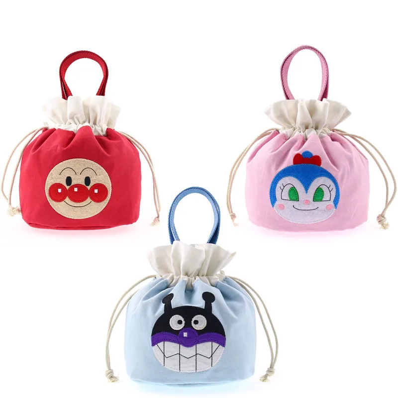 

New Kawaii Anpanman Kids Canvas Drawstring Bags Handbags Tote Bag Woman Lunch Bags For Children