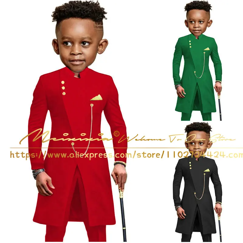 Indian Red Boys Suit Jacket Pants 2 Piece Set Business High Quality Blazer for Kids Wedding Slim Fit Tuxedo 2-16 Years Cloth