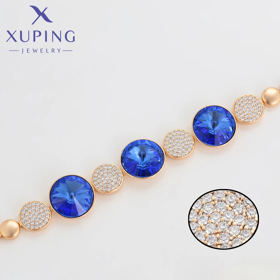 Xuping Jewelry New Arrival Luxury Round Elegant Crystal Bracelet for Women Girl Mother's Day Gift