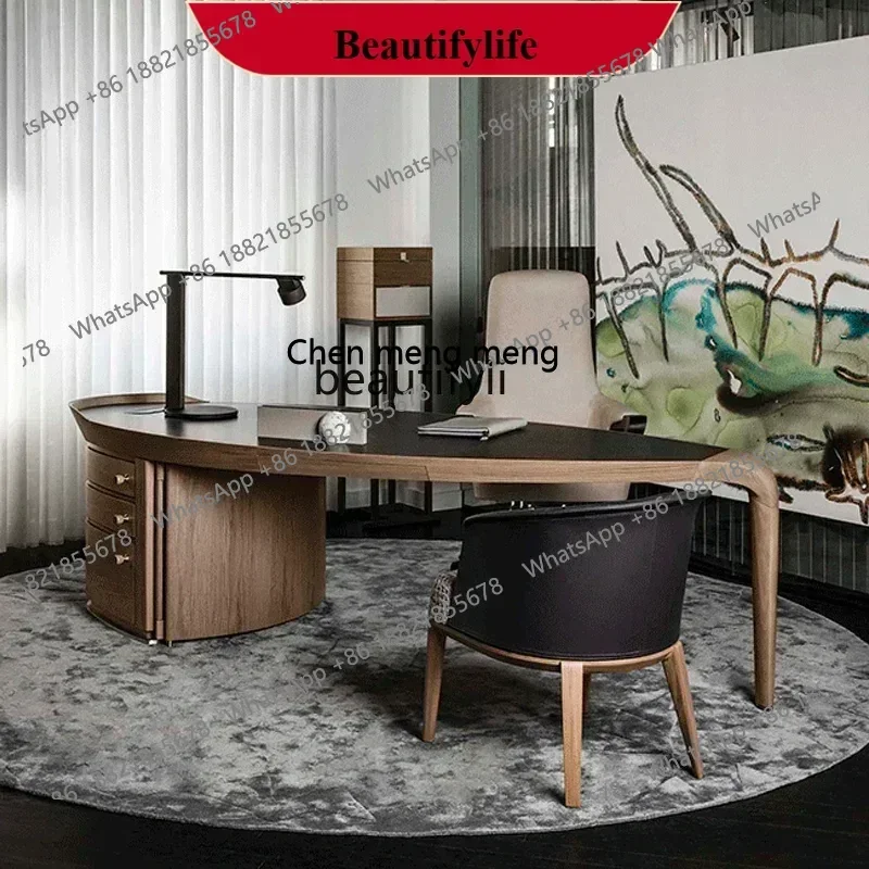 X  ss 8617 Italian light luxury desk all solid wood desk pure solid wood walnut desk boss table