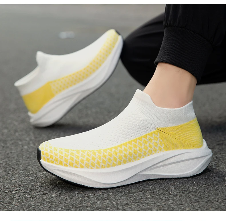 Unisex Real Boost Sneaker mit dicker Sohle, Stretch-Strick, atmungsaktiv, Übergrößen, stoßdämpfend, Sportschuhe, Laufschuhe für Damen und Herren – Detail 23