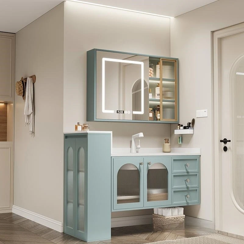 Simple style solid wood paint cabinet, bathroom dry area half wall partition cabinet bathroom cabinet