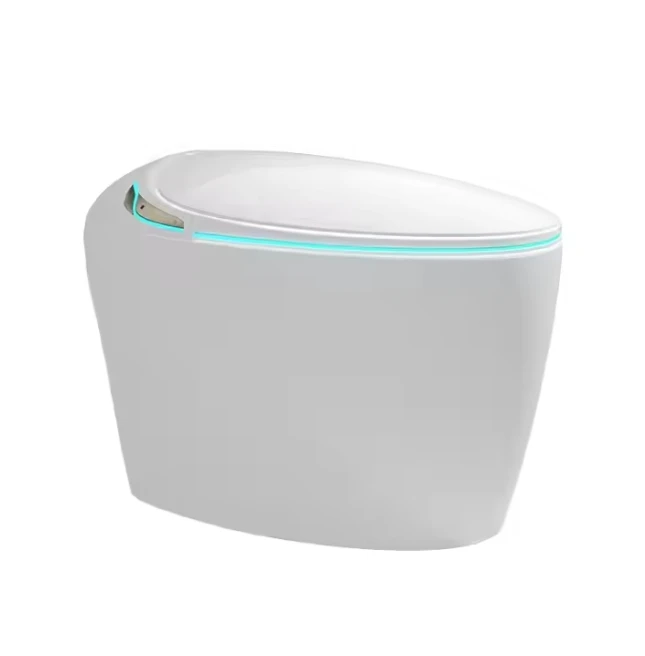 Modern Egg-Shaped Smart Toilet Ceramic Heated Seat Auto Flush Warm Air Drying S-Trap Floor-Mounted With Remote Control