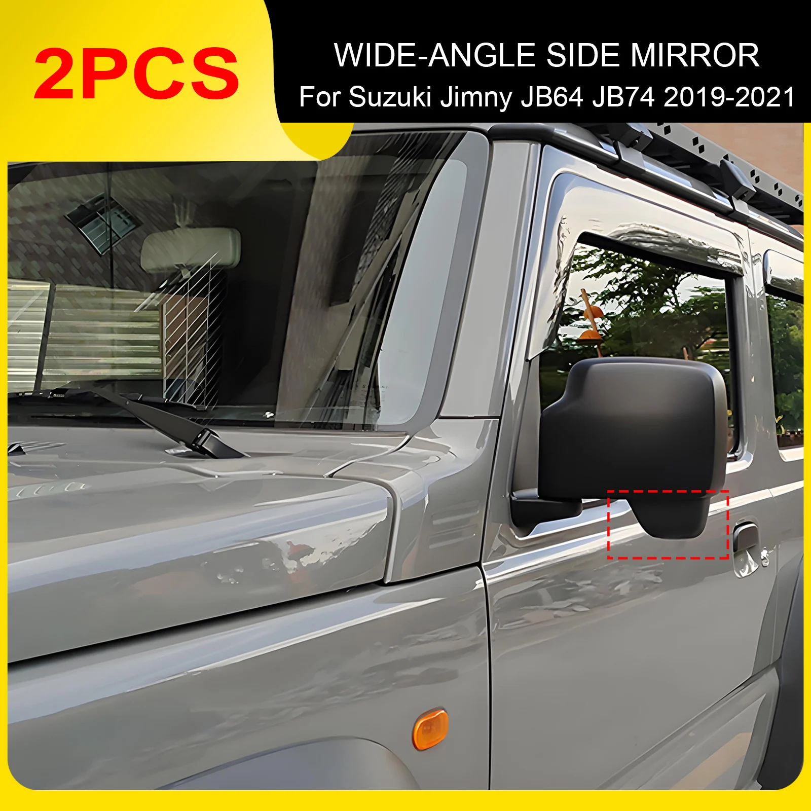 2PCS Car Wide Angle Rear Side Mirror View Auxiliary Blind Spot For Suzuki Jimny JB64 JB74 2018-2020 Auto Accessories