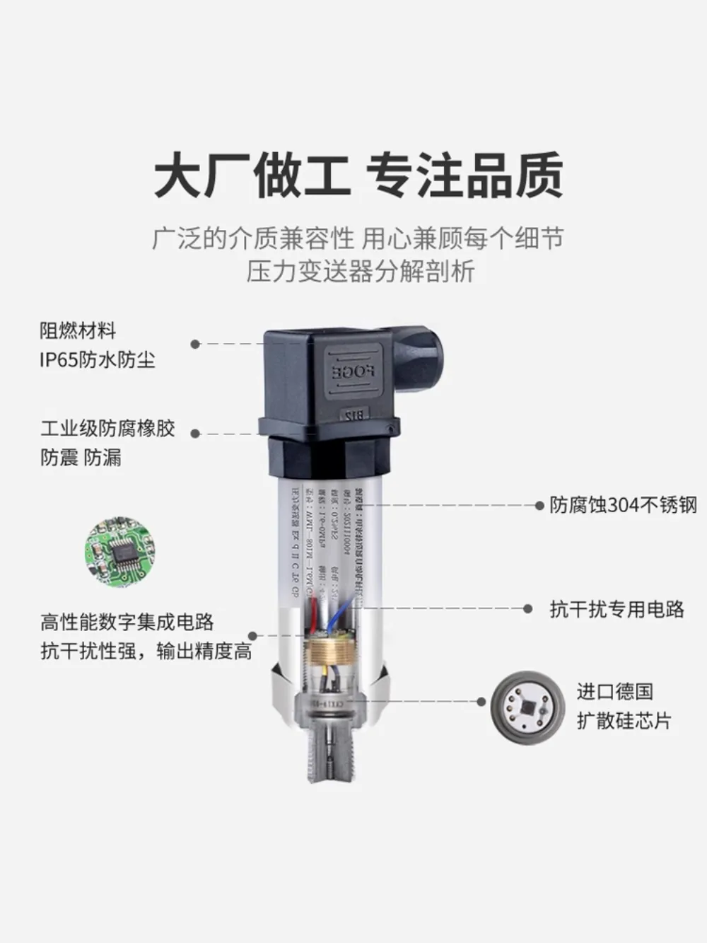 Compact pressure transmitter, vacuum pressure sensor, RS485 hydraulic sensor, 4-20mA liquid level digital display