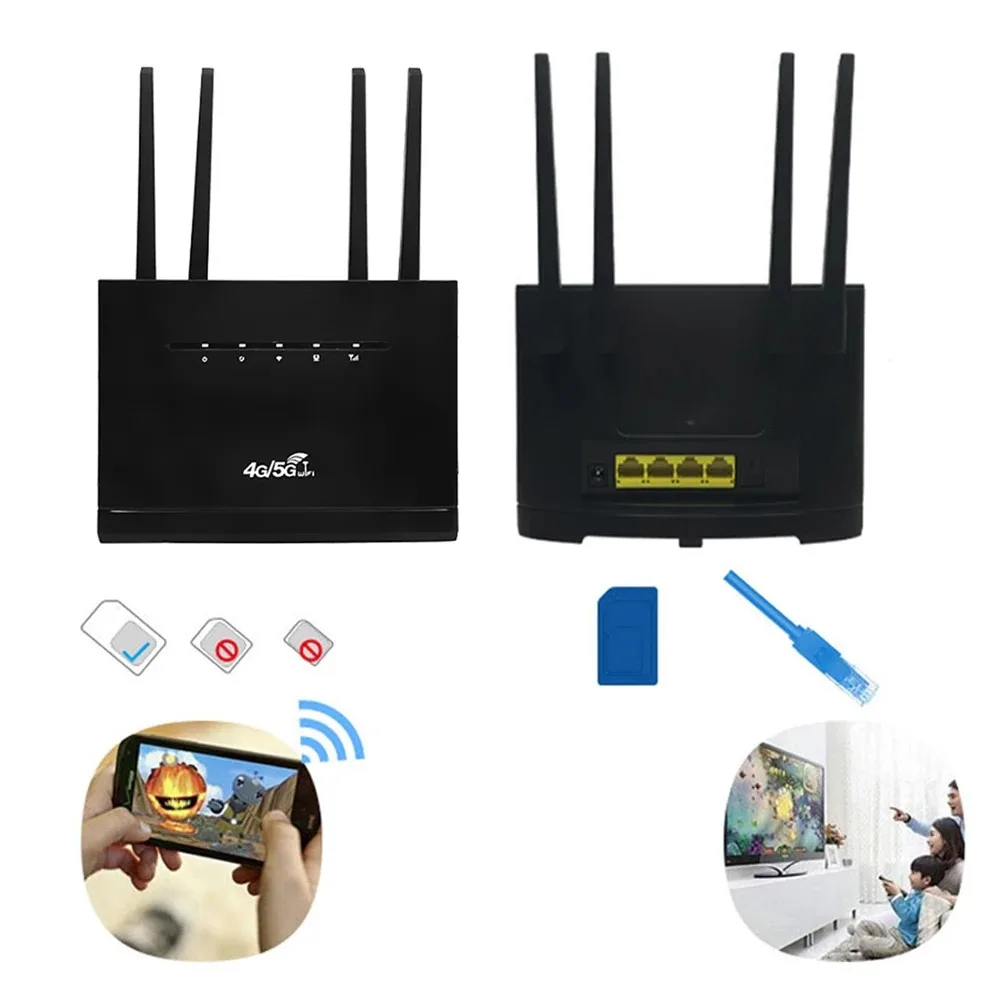 4G CPE WIFI6 Router 4*LAN 1*WAN Port WIFI Router with SIM Card 5dBi High Gain Antenna Wireless Router 2.4G+5.8G Gigabit Ethernet