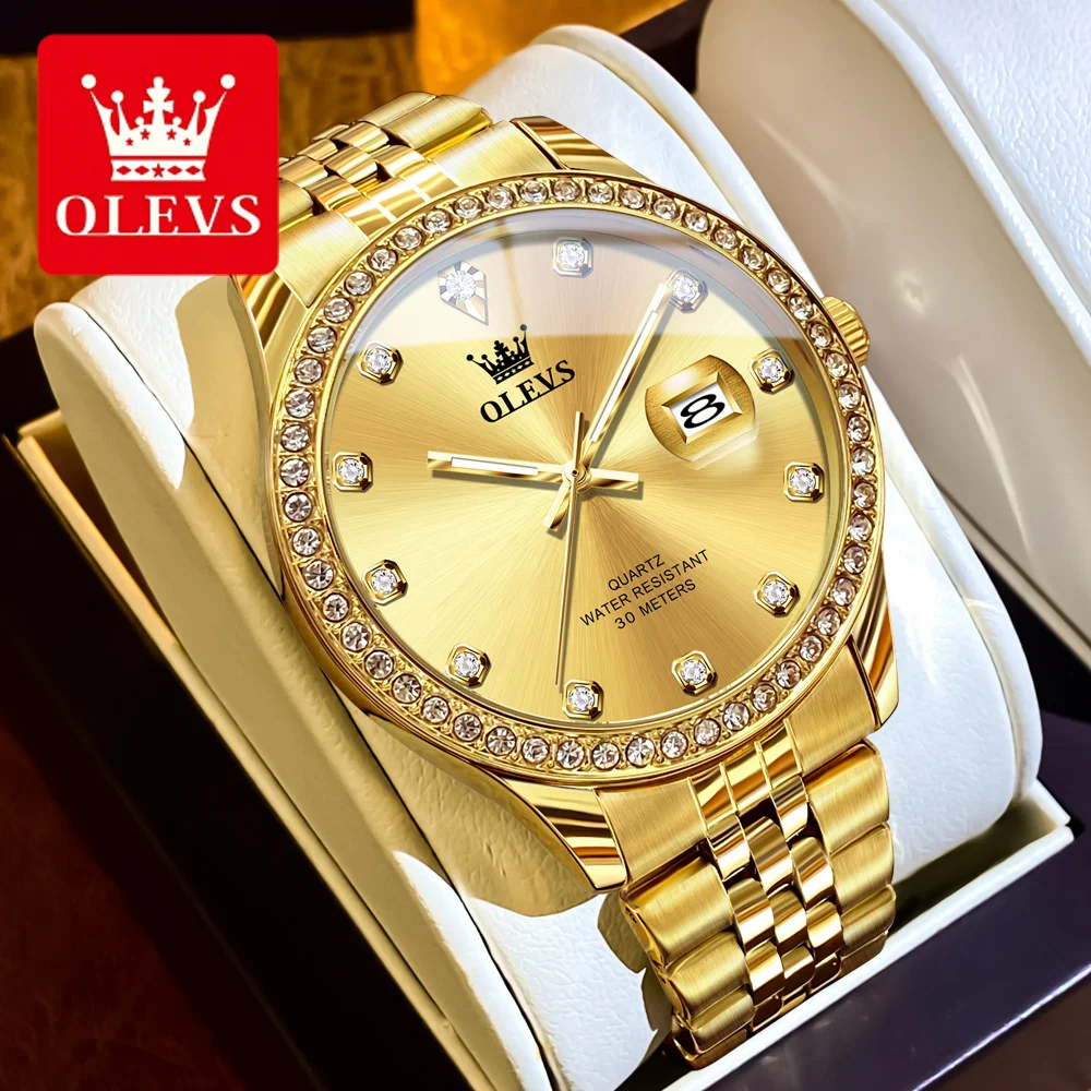 

OLEVS мужские часы оригинальные классические модные кварцевые наручные часы роскошные часы с бриллиантовой шкалой Reloj водонепроницаемые светящиеся часы с дисплеем даты