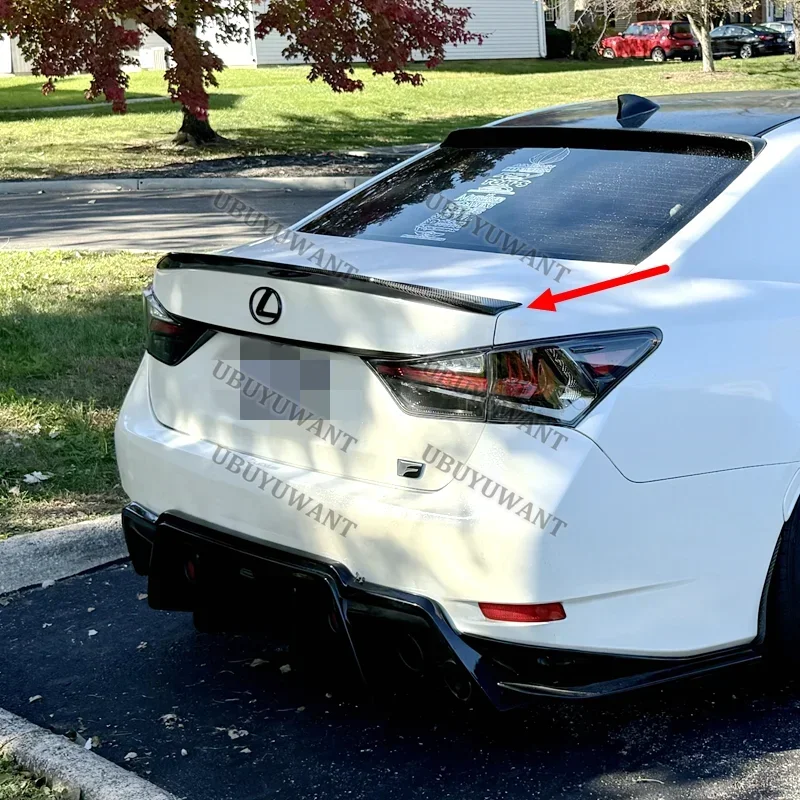 CARBON FIBER For LEXUS GS 350 300 450 13-16 Car Rear Spoiler Splitter Glossy Black Rear Trunk Lip Cap Wing - view 3